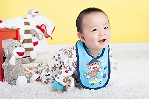 Image of Baby Starters Plush 14 inch Snuggle Buddy with Embroidery and Satin, Sock Monkey Blanket and Toy, Tan