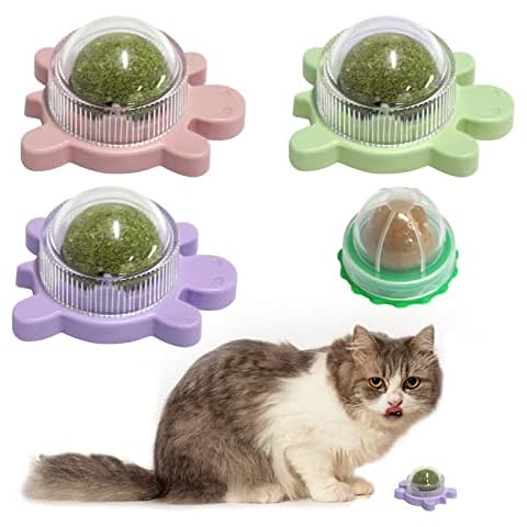 STARROAD-TIM Catnip Ball Toy Catnip Licking Balls for Cats Catnip Rollerball Wall Cat Nips Catnips Organic Ball Teeth Cleaning Dental Kitten Toys Interactive Cat Lick Chew Toy Indoor Cover