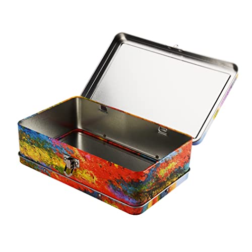 Image of DAHO Metal Storage Box with Hinge for Office, School, Home, Makeup, Arts & Crafts and Accessories (French Country Landscape)