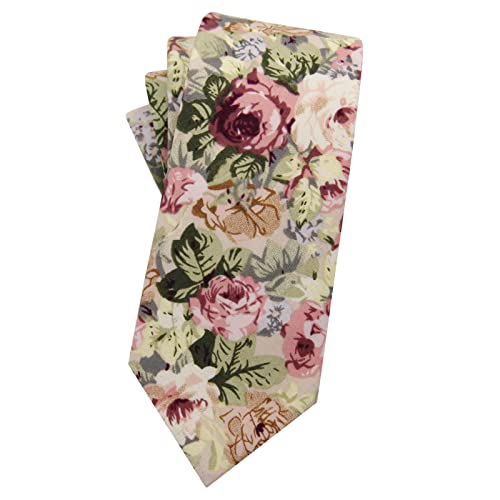 Mantieqingway Mens Cotton Floral Neck Tie 2.36 Printed Skinny Tie