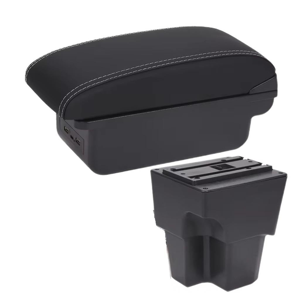 FSOZDBBPL For T-Cross 2025 Car Armrest Box Center Console Armrest Storage Box Retrofit Parts Interior Parts(B3 Black white 3USB)