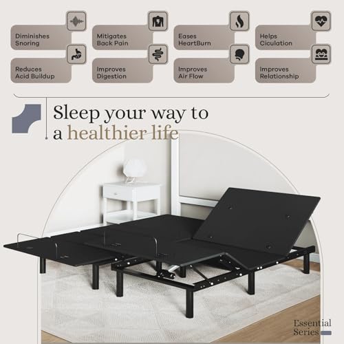 Sven and Son Essential Adjustable Bed Base (Frame Only), Easy Assembly, Head and Foot Lift, Memory Positions, Zero Gravity, Wireless Remote - Split King - Thumbnail 4