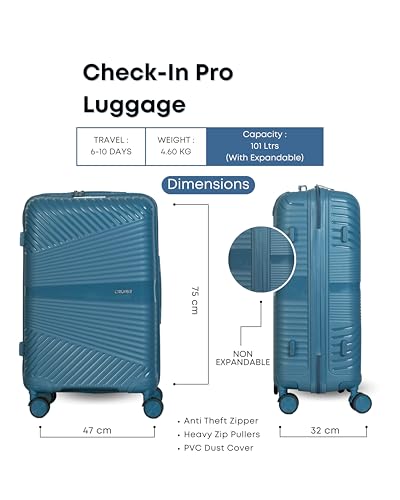 Image of CRUISE Mediterranean 28 Inch Travel Trolley Bag Set (Large) | Hard Shell Expandable Suitcases with Spinner Wheels | Cabin & Check-in Lightweight Luggage Bags (Set of 1)