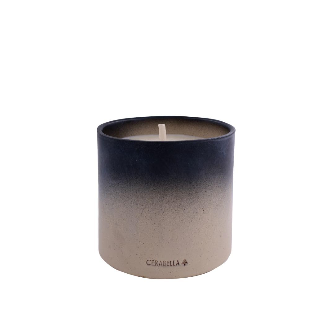 Cerabella Tramonto Outdoor Duftkerze black-grey small im Terracottabehälter 1350 g Citronella und Hibiscus