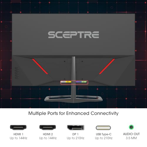 Sceptre New 32-inch 2K QHD 2560 x 1440 Prime Gaming Monitor up to 210Hz USB Type-C DisplayPort HDMI sRGB 115% 1ms Build-in Speakers, Machine Black 2026 ((E325B-QW200D Series) - image 5