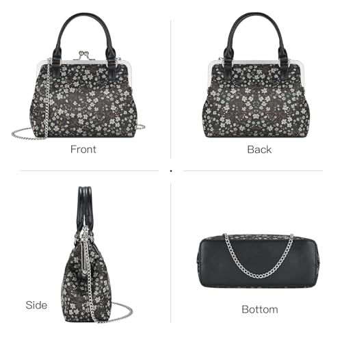 Image of GM LIKKIE Kiss Lock Purses and Handbags, Vintage PU Leather Clutch Purses for Women, Top Handle Evening Handbag