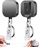 HOOMIL Badge Reel, 𝟮 𝐏𝐚𝐜𝐤 Heavy Duty Metal Retractable Badge Holder Keychain Key Holder with ID Card