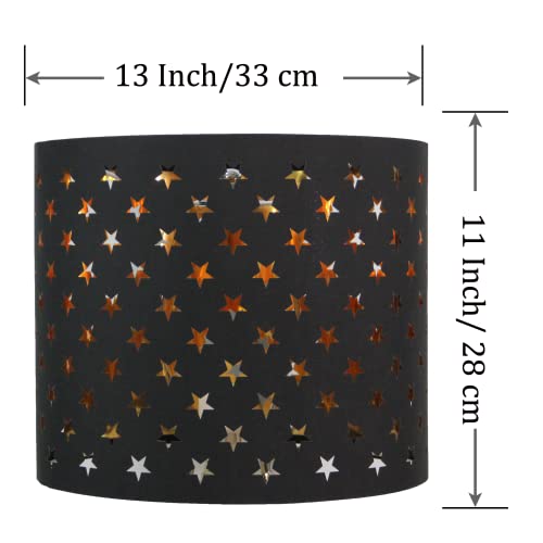 Star Drum Lamp Shades For Table Lamps Floor Lamp & Pendant Light Shade Unique Black With Gold Lamp Shade For Bedside Lamp Fit Uno Fitter & Spider #TOP6