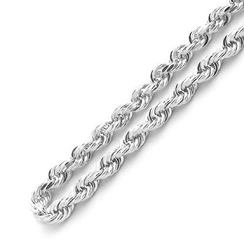 Collier argent sterling chaîne corde 3 mm anti-ternissement unisexe