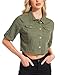 MISS MOLY Women's Cropped Denim Jackets Summer Short Sleeve Classic Casual Jean Jackets Army Green L