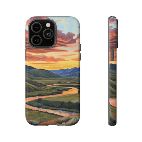 Coque iPhone 14 Pro Max rigide mate paysage orange anti-choc