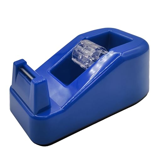 Raylu Paper® - Dispensador de cinta adhesiva para escritorio y oficina, Dispensador de Celo con Peso y Base antideslizante, Porta Celo para rollos de 33m (Azul)