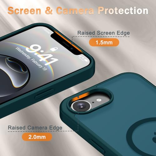 Image of YENAPOON for iPhone 17e Case, iPhone 16e Case, Matte Magnetic Phone Cover [with 1 Screen Protector] [Support for MagSafe] [Shockproof Military Grade Protection] Translucent Frosted Back, Blue