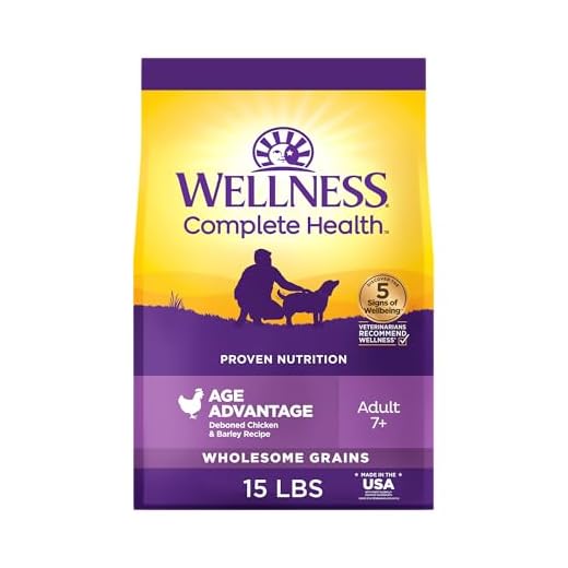 Wellness Complete Health Senior Dry Dog Food, Wholesome Grains, Natural, Age Advantage Chicken & Barley Recipe, (15-Pound Bag)