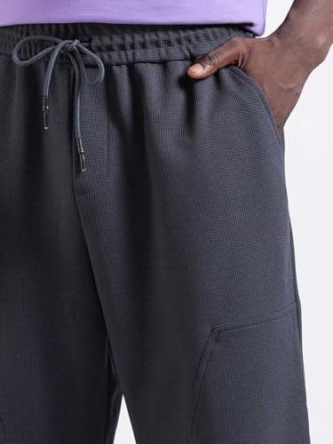 Image of The Indian Garage Co Men Loose Wide Leg Solid Mid-Rise Elasticated Utility Cargo Joggers