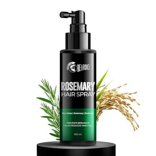 Image of Beardo Rosemary Hair Spray with Redensyl & Rice Water | Activates Natural Hair Growth, Reduces Hair Fall & Breakage | Strengthens Roots | Non-Sticky Daily Hair Tonic for Men- 100ml