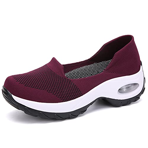 Walking Shoes Women Slip on Sneakers Non Slip Work Arch Support Tennis Plantar Fasciitis Orthopedic Breathable Mesh Comfortable Ladies Nursing