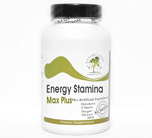Energy Stamina Max Plus with Cordyceps Green Tea Ginseng Guarana ~ 90 Capsules - No Additives ~ Naturetition Supplements