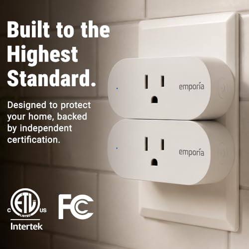 Image of Emporia Energy Monitoring Smart Plug, WiFi Smart Plug Compatible with Alexa and Google Home - 15a WiFi Output with Timer, Mobile App, Home Energy Monitor, Timing - 2.4ghz WiFi only (Pack of 1)