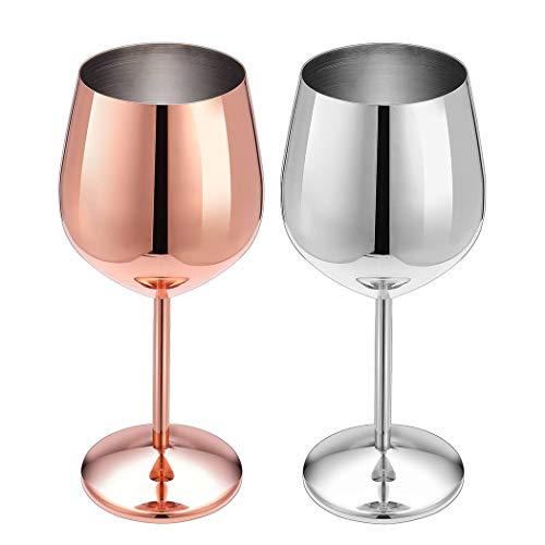 Copo de Vinho de Aço Inoxidável da Outgeek, Copo de Copo de Vinho, Rose Gold