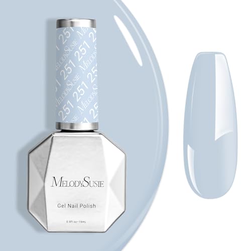 Image of MelodySusie 0.5fl oz Gel Nail Polish,Gray Blue Color Nails Soak Off UV LED Blue Gel Polish Gift for Women Nail Art Manicure Salon DIY Nail Design Decoration at Home-251-A2041