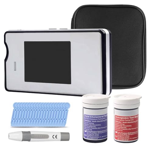 Hemoglobin Test Kits with 25 Hemoglobin Test Strips, Cholesterol Test Kit with 10 Test Strips, Hemoglobin Test Kit for Home Use, Hemoglobin Tester Meter at Home, White