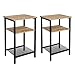 VASAGLE Stoliki pomocnicze, zestaw 2 stolików bocznych i stolików nocnych, każdy z 3 półkami, wytrzymała stalowa rama, salon, sypialnia, łatwy montaż, miodowy brąz i czarny, LET201B15
