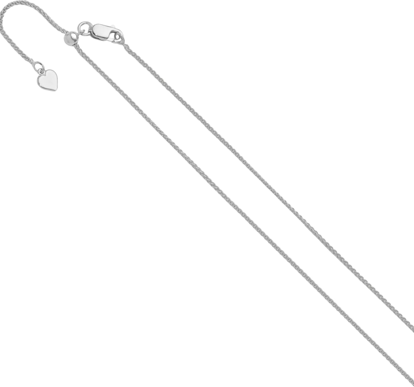 IceCarats 925 Sterling Silver 1.3mm Dainty Adjustable Spiga Wheat Chain Necklace Polished