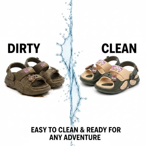 Image of GLJ Kids Comfort Clogs Sandals for Boy and Girl, 1 to 14 Years, Two-Strap Design, Easy to Wear Slip On, Dust and Waterproof, 1100