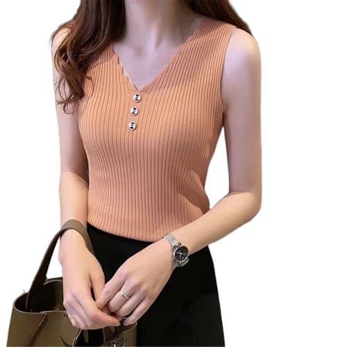 Gilet tricoté slim femme col en V sans manches pour un confort quotidien