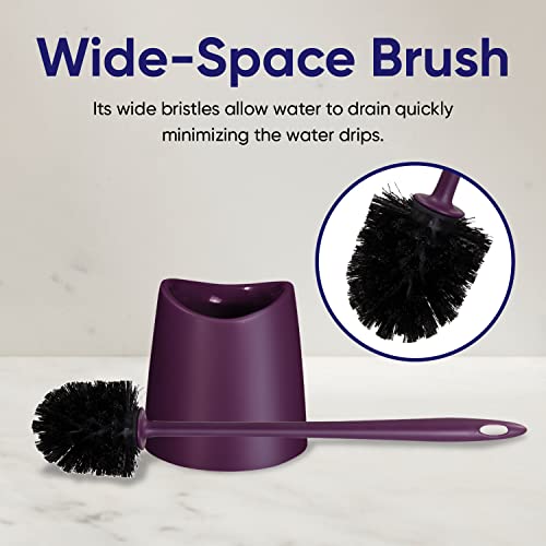 Image of Toilet Brush Cleaner and Holder Purple 3 Pack Toilet Bowl Cleaner Brush with Scrubbing Wand, Brush and Storage Caddy for Easy Bathroom Cleaning