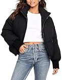 Material - Womens puffer jacket is crafted from soft, mid-weight fabric, fully lined and filled with polyester insulation to keep you comfy and warm even in winter Features - Puffer jacket with a stand collar, zip up front, drop shoulder, long sleeve...
