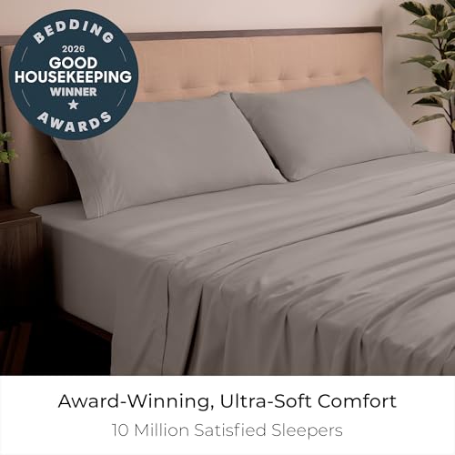 Image of Mellanni King Sheets Set - 4 PC Iconic Collection Bedding | Hotel Luxury, Extra Soft, Cooling Bed Sheets - Wrinkle, Fade, Stain Resistant (King, Tan)