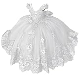 PAEGXN White Flower Girl Dresses Off Shoulder Princess First Coummunion Dresses with Bow Vestidos para Primera comunión niña Size 14