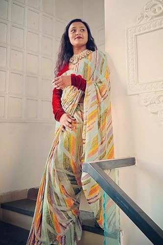 Image of MIRCHI FASHION Saree for Woman Chiffon Floral Printed | Lightweight Comfortable Daily Wear Women's Sari with Unstitched Blouse Piece (Available in 15 Colors)