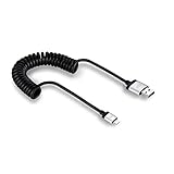 Just Mobile AluCable Twist Coiled Cable with 2.4A High Speed Aluminum Lightning Connector for iPhones, iPads, and iPods, Black/Silver (DC-188)
