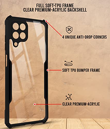 Image of Jkobi Back Cover Case for Samsung Galaxy M62 (Crystal Glass Back | Camera Protection | Shockproof Bumpers | Professional Black)
