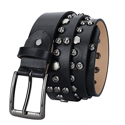 Ceinture Cloutée Punk en Cuir Noir avec Rivets Gothiques pour Homme et Femme