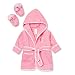 Spasilk 100% Cotton Hooded Terry Bathrobe with Booties, Pink Fish