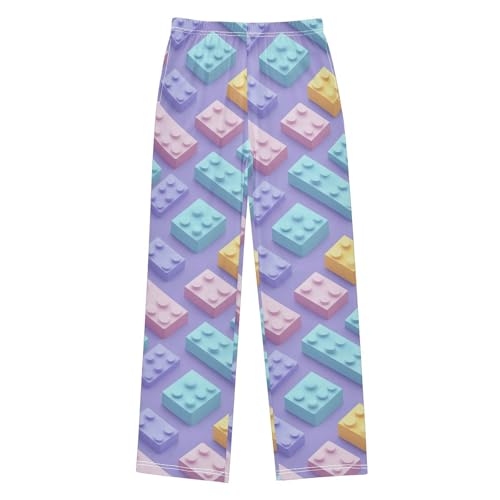Pajama Bottoms, Pajamas Pant Plastic Bricks Lounge Wear Casual Colorful Cartoon Sleep Long Pants Soft Pjs Sleepwear