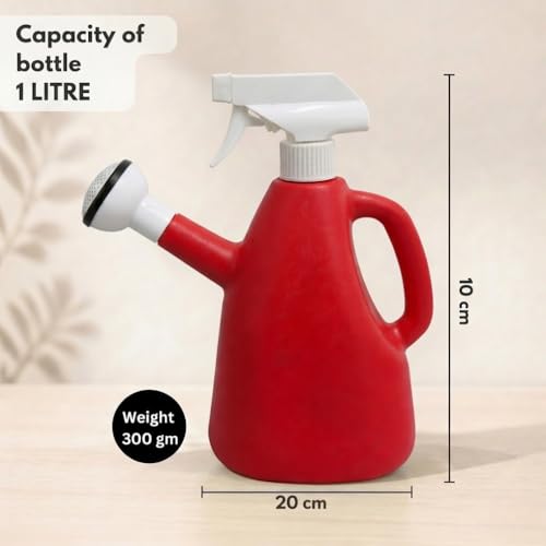 Image of Urban Upvan Watering and Spray Dual-Use Watering Can 1L | Garden Watering Sprayer Bottle with Adjustable Nozzle | Indoor Outdoor Plant Watering Tool for Home, Balcony & Garden (Red)
