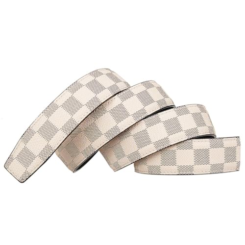 Leather Belt for Men Ratchet Adjustable Slide Belt 1 3/8'' Width in Gift Package Fit Everywhere Checker2