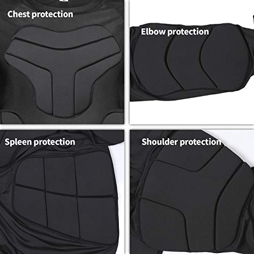 Tuoy Men's Padded Compression Long Sleeve Shirt Padded Protective Training Shirt Rib Chest Protector Shirt For Football Baseball Basketball Paintball Ski #TOP2