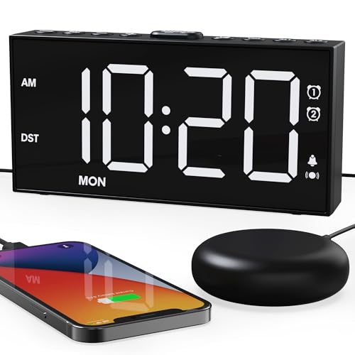 ROCAM Vibrating Alarm Clock with Bed Shaker & Large Display