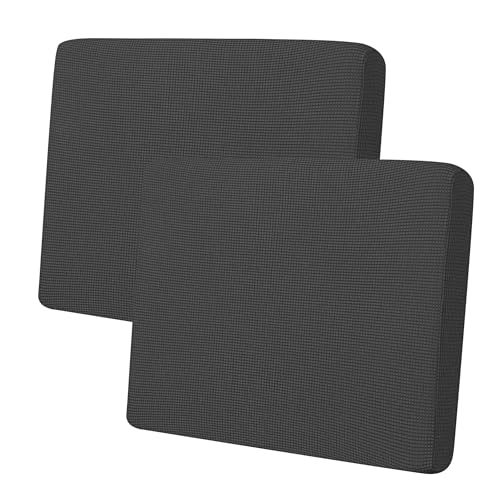 Image of Easy-Going Stretch 2 Pieces Couch Cushion Cover for Sofa Seat | Individual Furniture Protector Sofa slipcover for 2 Cushion Couch Washable Soft with Elastic Bottom Dark Gray