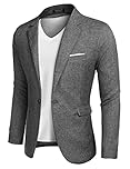 COOFANDY Men's Blazers One Button Suit Smart Jacket Casual Sports Coats Regular Fit Jackets Grey L