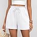 Locoowai 2 Pack Women's Linen Shorts Summer Cotton Casual High Waisted Wide Leg Drawstring Beach Short with Pockets(Small,Black, White)