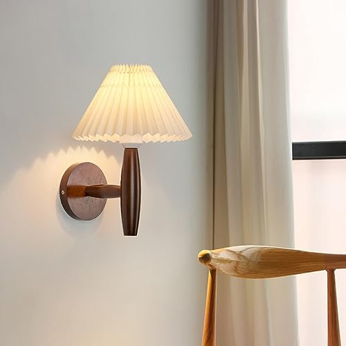 Lámpara de pared inalámbrica para dormitorio rústico de madera 2