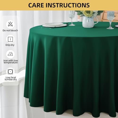 Image of 6-Pack Round 90-inch Blackish Green Table Cloths, Solid Stain and Wrinkle Resistant Circular Tablecloth, Premium Plain Weave Polyester Fabric Table Linen Covers for Hotel, Banquet