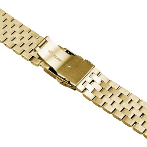 Image of Brushed Metal Watch Bands for Men Women Solid Stainless Steel Watch Band 18 /20 /22 /24 /26mm Watch Bracelet Strap Deployment Double Lock Deployment Buckle Black Silver Blue Gold